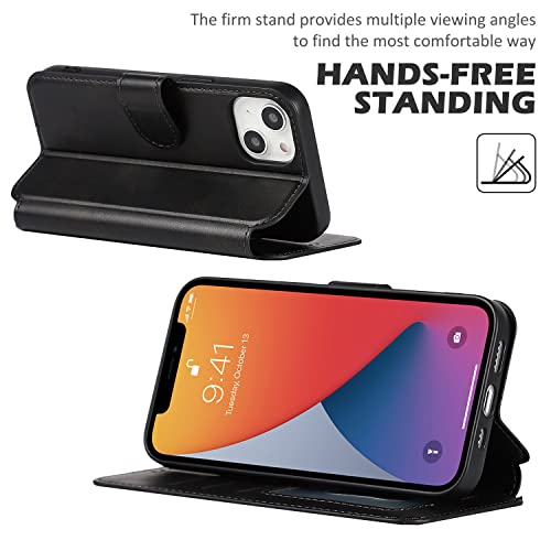 Flip leather case iPhone 13 Pro noir avec porte-carte et stand - 3