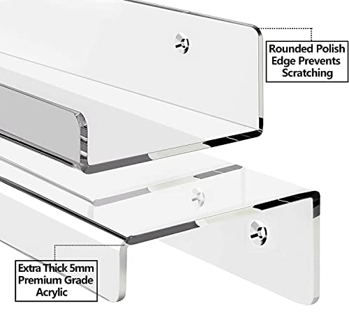 Hblife 36 Inches Floating Shelves Wall Mounted Clear Acrylic Shelves For Figures, Invisible Floating Bookshelf For Kids And Nursery, 2 Pack (5Mm Thick) #TOP3