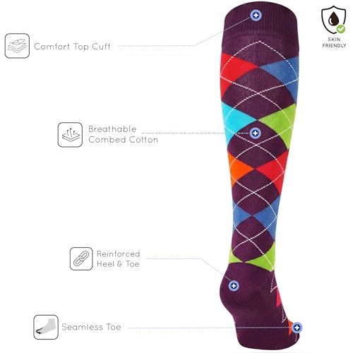 Image of Mysocks Unisex Knee High Long Socks Argyle
