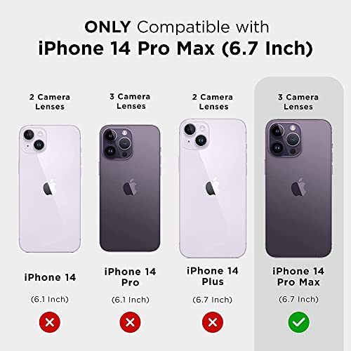 W7ETBEN iPhone 14 Pro Max Case with Kickstand, Hidden Mirror, 3 Card Slot, Black - Image 2