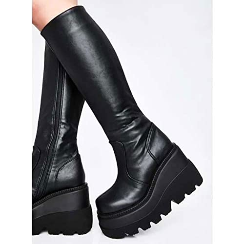Bottes Gothiques Punk pour Femmes Anti-Fatigue Cuissardes Confortables Automne