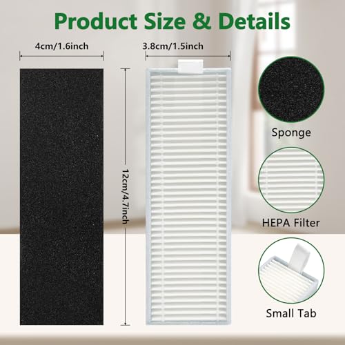 Image of 10PCS Hepa Filter for Tikom G8000 / G8000 Pro, for Honiture G20 / G20 Pro, for Laresar Evol 3 / Evol 3s, for Airzeen G20 Pro Vacuum Cleaner Replacement, 1 Cleaning Brush (Not for G8000 MAX)