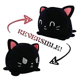 AnVerse Peluche De Gatito Reversible, Peluche de Gato Reversible de Doble Cara, Juguete Creativo De Gato Reversibles Peluche pequeños para BebéS, NiñAs Y NiñOs (Negro)