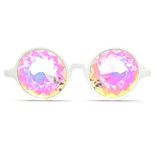 GloFX White Kaleidoscope Glasses- Rainbow