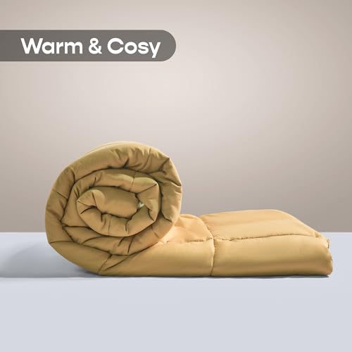 Image of SleepyCat Polyester Summer Reversible AC Comforter - Hotel Like Feel 120 GSM Lightweight Blanket, Quilted Design, Machine Washable - Coffee & Cream (Single Size 90x60)