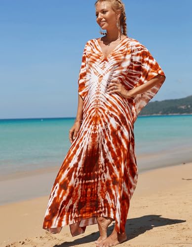 Image of NFVNKJ Women's Plus Size Beach Lounge Kaftan Maxi Dress Swimsuit Coverup for Women