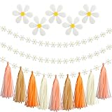 20 Pieces Daisy Groovy Boho Garland 2 Pieces Daisy Garland Party Tassel Banner Artificial Daisy Part