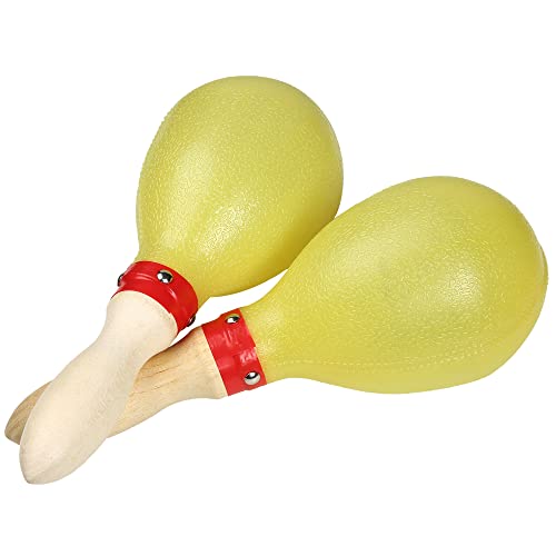 Maracas, Large Size 10 Inch, Rumba Shaker Rattle Hand Percussion Musical Instrument for Adults Kids, Yellow, Set of 2