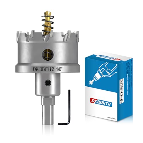 DKIBBITH TCT Hole Saw 2-1/8(54mm) Heavy Duty Tungsten Carbide Tipped Hole Cutters for Stainless Steel Copper Iron Brass Plastic with Titanium-Plated Pilot Drill Bits.