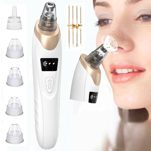 Aspirateur Point Noir Extracteur Points Noirs Visage Tire Comedon, 5 Sondes et 3 Modes Point Noir Extracteur de Comédons pour l'élimination des Blackheads, Boutons, Graisse