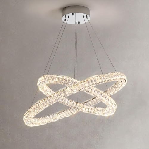 led Light Luxury Circle Staircase Grand Chandelier, Light Luxury Circle Crystal Chandelier, Creative Crystal Lamp, for Living Room Master Bedroom Dining Room Bedroom,60cm (Color : 100+80