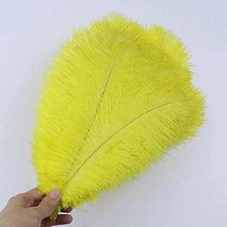 Decoración de plumas de avestruz multicolor para centro de mesa, fiesta, boda, ropa, costura, artesanía, accesorios, manualidades, penacho, 10 unidades, color amarillo