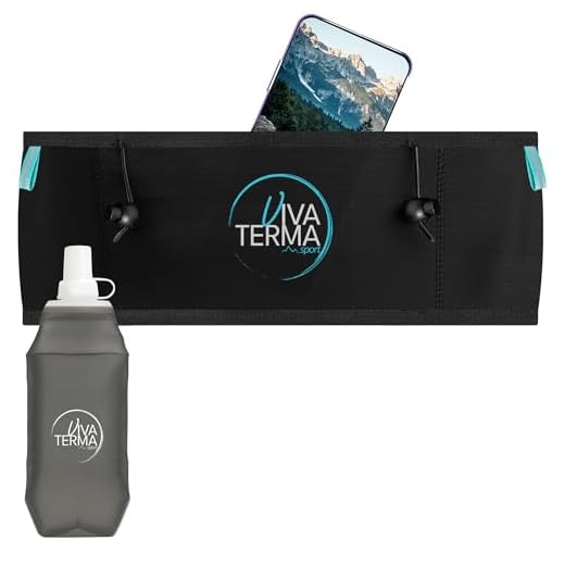 Viva Terma Cinturon Running + Soft Flask 500ml, Riñonera Running Mujer, Cinturon Running Hombre, para Correr, Trail Running y Senderismo (Negro, L/XL)