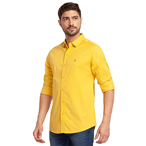 Image of Spykar Men's Regular Fit Flat Collar Full Sleeve Solid Casual Shirts