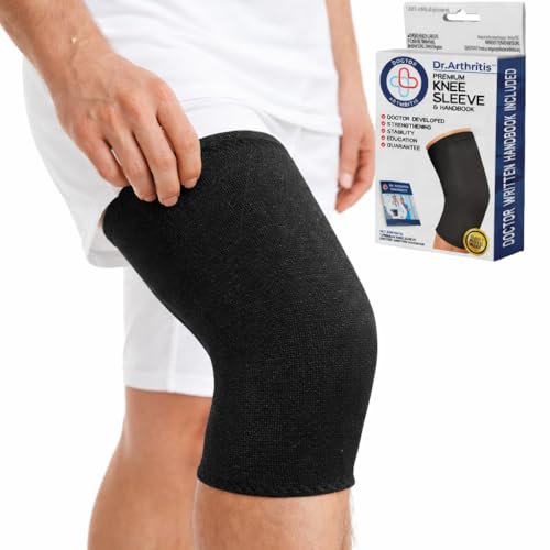 Dr. Arthritis Doctor-Developed Thick Knee Brace Support, Secure Compression Sleeve for Joint Stability (Black, S)