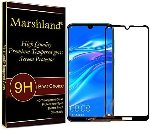 MARSHLAND Screen Protector 9H Full Glue Anti Scratch Oleo Phobic Coating Bubble Free Tempered Glass Compatible for Huawei Y7 Prime 2019 (Black)