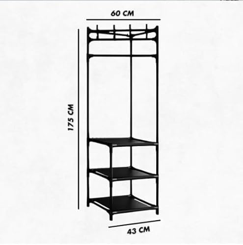 Cabideiro Arara e Sapateira De Canto Multifulcional Com 3 Prateleiras Maximize seu Espaço: Conjunto