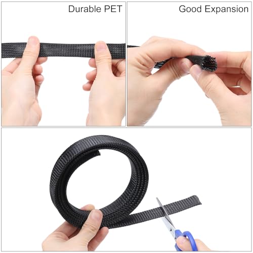 Gaine extensible en PET noir de 3m protège efficacement vos câbles de TV - 3