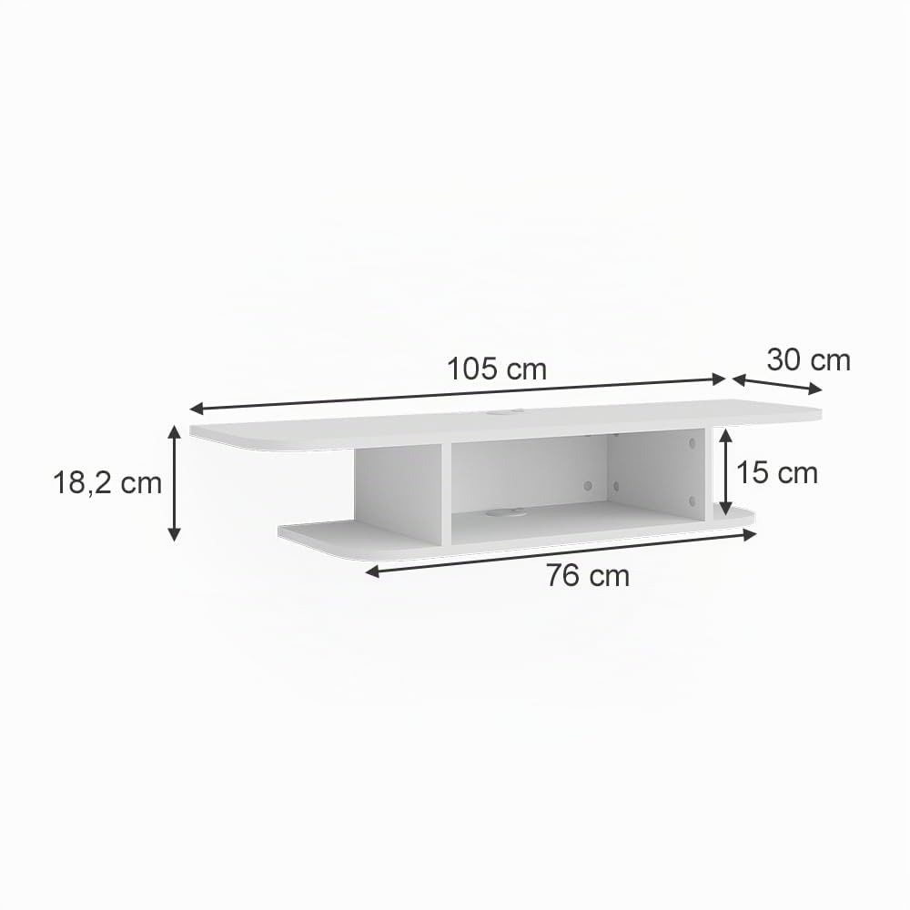 Vicco Mobile tv Lorio, Bianco, 105 x 18.2 cm Scomparti aperti, per la conservazione di dispositivi multimediali e accessori