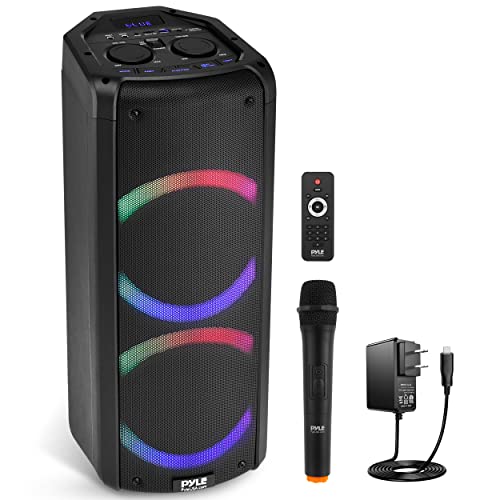 Pyle Remote Karaoke Audio System Portable Bluetooth PA Speaker - 240W Dual 6.5
