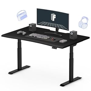 FLEXISPOT E8 Electric Gaming Standing Desk, 55×28 in Adjustable Height Desk for MOBA Games, Computer Desk for Home Office Gamer with Dual Motors, USB Ports, Whole Piece Top (Black Frame + Black Top)