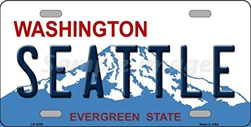 Yelacecca Metal Tin Sign 8X12 Inches Washington Novelty State Background License Plate Tag Sign