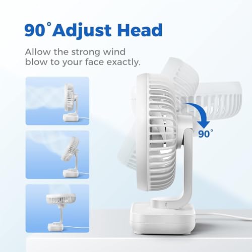 Image of USB Desk Fan, Mini Portable Cooling Table Fan with 4 Speeds, 4000mAh Rechargeable Battery Operated Small Quiet Desktop Fan