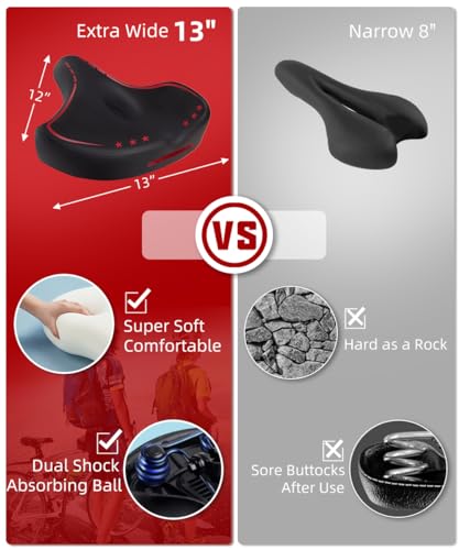 Zenicham Substituição de almofada de assento de bicicleta grande, sela de bicicleta confortável para