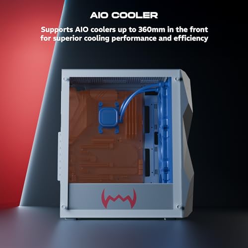 Image of daWg V' Series 240 Mid-Tower Gaming Cabinet /Case, Pre-Installed 2 Multicolor Fans, Support AIO Upto 360mm, ATX, mATX, Mini ITX, Tempered Glass, Dust Filters, Cable Management, USB 3.0 (White)