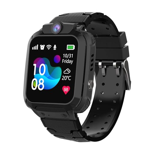 PTHTECHUS Kids Smart Watches for Boys Girls - Kids GPS Tracker Watch Phone Waterproof SOS Digital Camera Alarm Pedometer for 3-12 Years Old Christmas Birthday gifts