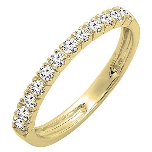 Dazzlingrock Collection Anillo apilable de oro de 14 quilates con diamantes redondos cultivados en laboratorio de 0,40 quilates, Diamante cultivado en laboratorio, dorado, Diamante sintético