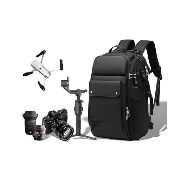 Camera-Backpack-Large-Waterproof-Camera-Bag-for-Mirrorless-and-DSLR-with-TSA-LockQuick-Access17-Inch-Laptop-Compartment-Adjustable-Straps-Fits-Camera-StabilizerDrone-Black INFINATEZ Camera Backpack Large, Waterproof Camera Bag for Mirrorless and DSLR with TSA Lock,Quick Access,17-Inch Laptop Compartment, Adjustable Straps - Fits Camera Stabilizer,Drone, Black