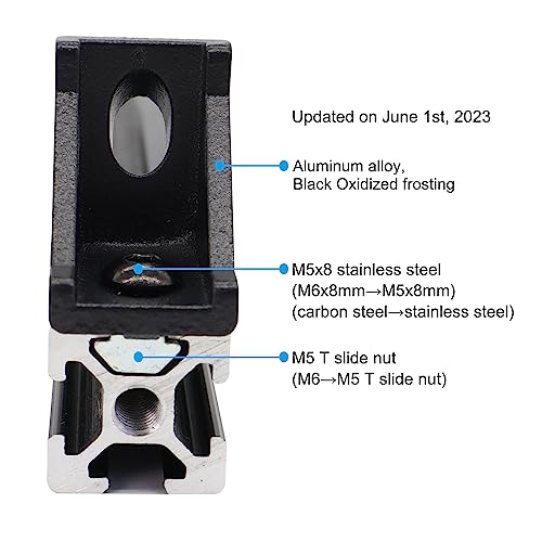 BLCCLOY 20 Sets 2020 Aluminum Extrusion Corner Brackets - 20 Series 90 Degree Right Angle Connectors with M5 Bolts & Nuts, Compatible with 20/20 80/20 2040 T V Slot Black Aluminum Profiles