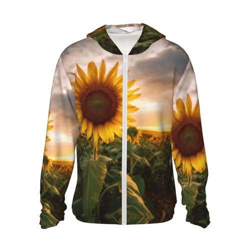 UPF 50+ Sun Protection Hoodie Rash Guard Long Sleeve Sun Shirt sunflowers UV Shirt Full Zip Jacket