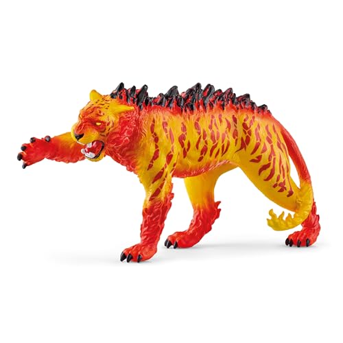 SCHLEICH ELDRADOR Creatures 70148 Lavatiger - Realistische Mythische Fantasy Monster Actionfigur, Gefährlicher Tiger mit Wildem Fell, Eldrador Figuren ab 7 Jahren