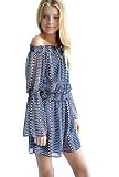 Smukke, Big Girls Tween Elegant Printed Off The Shoulder Cold Long Sleeves Romper with Pockets (with