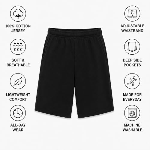 Image of Essential Elements Mens 3 Pack 100% Cotton Lounge Pajama PJ Shorts | Soft Breathable Knit With an Elastic Waist and Handy Pockets, Comfy for Sleep, Workouts and Relaxed Everyday Wear