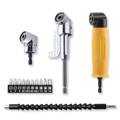 Brotools - Right Angle Drill Attachment set with Flexible Drill Bit Extension and Transport Box - Drill Attachments with 90 Degree Drill Attachment and Right Angle Screwdriver - Angle Drill Extension