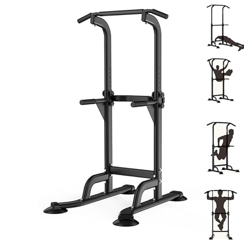 Power Tower Pull Up Bar and Dip Station for Home Gym, Adjustable Pull Up Bar with 300 Lbs Capacity, Free Standing Chin Up Bar for Strength Training, M
