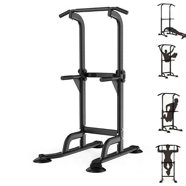 Power Tower for Home Gym, Pull Up and Dip Station - Adjustable Freestanding Chin Up Bar with 300 Lbs Capacity | Multi-Function Workout Machine for Calisthenics, Strength Training by GARVEETECH - Used condition - Image 4