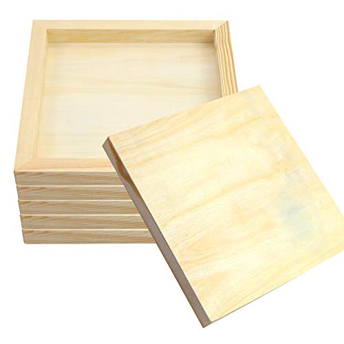 Fireboomoon 6 Pack Square Wood Panels,Unfinished Blank Wooden Canvas Cradled Painting Panel Boards For Craft,Drawing,Painting,Pouring,Wood Burning(8" X 8"/20Cm X 20Cm) #TOP3