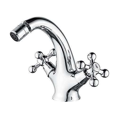 Ibergrif M15052 Lucca, Bidet Lavabo con Doppia Leva, Rubinetto Bagno Vintage, Cromo, Argento