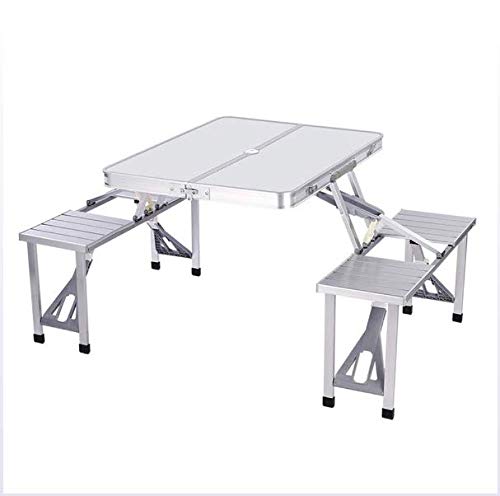 ZHFC Folding Picnic Table with 4 Seats Portable Aluminum Camping Table for Party, Picnic, Backyards, BBQ, Beach,Game Table