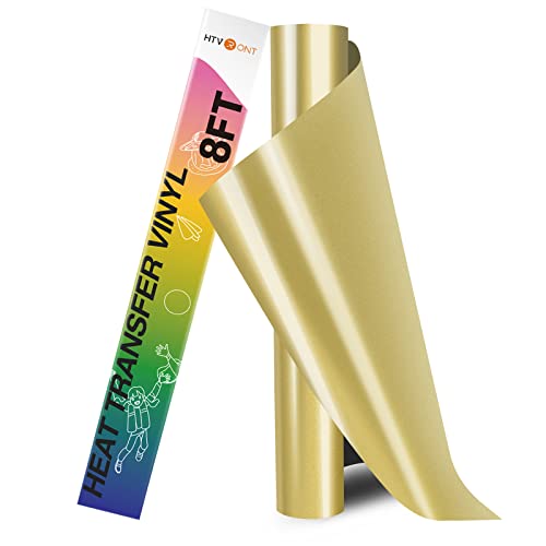 HTVRONT HTV Heat Transfer Vinyl Roll- 12' x 8ft Gold HTV Vinyl for...