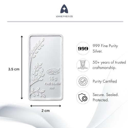 Image of 999 Pure Silver Bar 10gm, Sacred Banyan Tree Silver Gift, Auspicious Gift for Special Occasions, Festivals & Celebrations