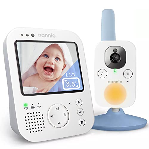 Image of nannio Hero 3 Video Baby Monitor with Camera & Audio, HD Video, Auto Clear Night Vision, Night Light, 2-Way Audio, Temperature Sensor, Muti Lullabies, Long Range, No WiFi, 2 Years Warranty, Ideal Gift