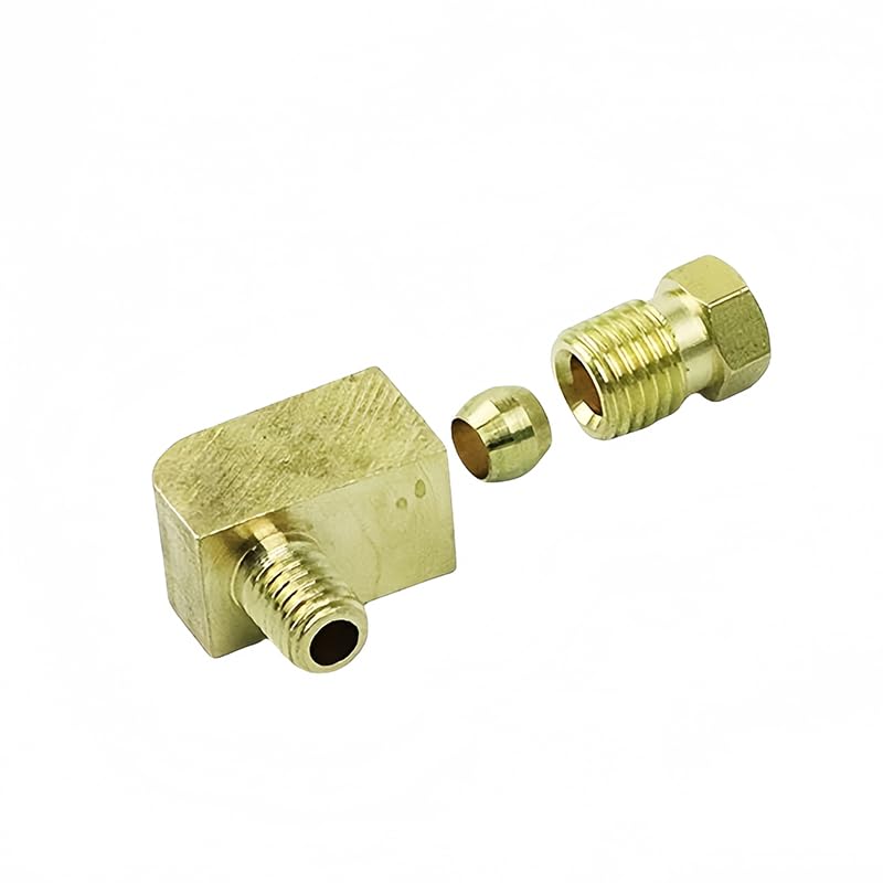 Racor codo M5 a 6mm de compresión ferrule para tubería de cobre y gas 7