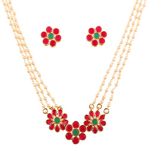 Image of Touchstone Indian Colorful Delicate Desire Traditional Exclusive Designer Jewellery Pendant Sets for Women