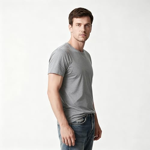 Image of ORJ 2 Pack Men t Shirts Crew Neck Short Sleeve Men's Undershirt Plain Polyester tee Bulk Stretch Soft Tees