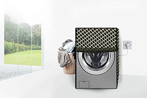 Stylista Waterproof Front Load Washing Machine Cover Compatible for LG 8 kg & 9 Kg Checkered Brown